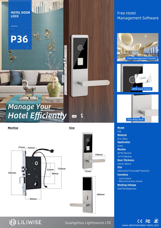 Czytnik kart klucza RFID Swipe Zamki do drzwi hotelowych / Elektroniczna blokada magnetyczna bezpieczeństwa 0