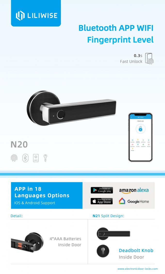 Liliwise Biometryczny odcisk palca Zamek drzwi WiFi Bluetooth APP Wysokie bezpieczeństwo 2