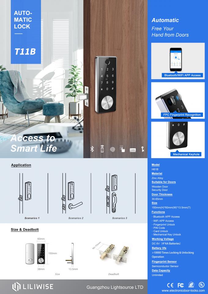 Elektroniczny zamek drzwiowy z czytnikiem linii papilarnych Bluetooth dla Houesehold i Commercial 1