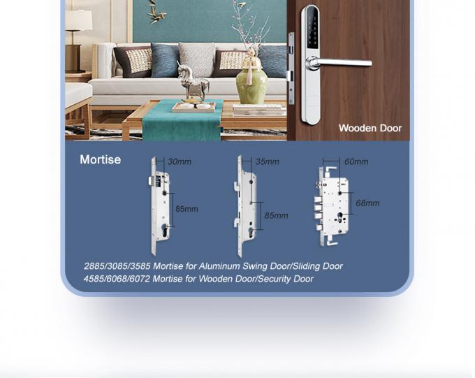 Dostęp do aplikacji Wi-Fi Blokada drzwi Bluetooth Odcisk palca Blokada drzwi Szerokość 38 mm Płaski panel Srebrny Kolor 0
