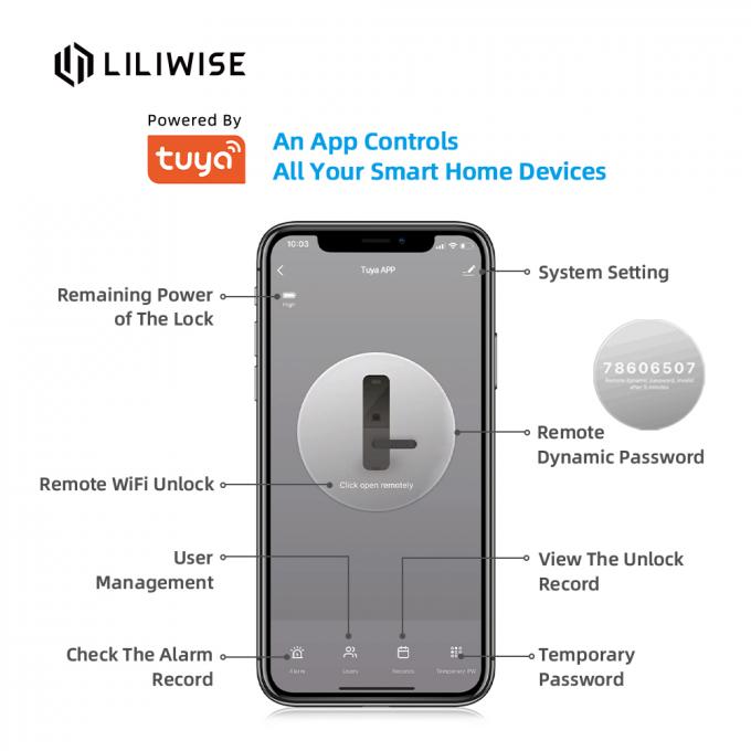 Aplikacja Tuya WiFi Bluetooth Zamek drzwi Biometryczny odcisk palca Klamka Cyfrowa bezkluczowa inteligentna blokada drzwi 1