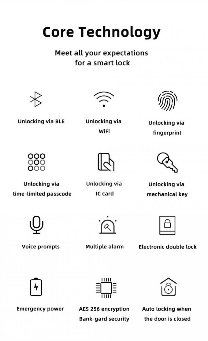 Niestandardowy kod odcisku palca karty Wifi Smart Digital Door Lock 1