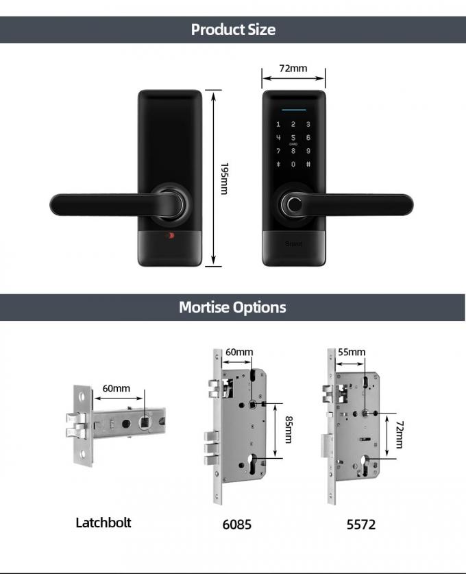 Niestandardowy kod odcisku palca karty Wifi Smart Digital Door Lock 5