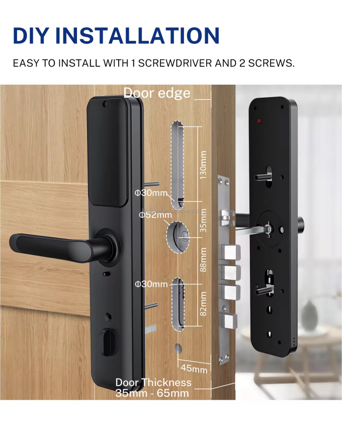 Smart Door Lock z odciskiem palca Wi-Fi Bluetooth dla drzewnych drzwi stalowych 1
