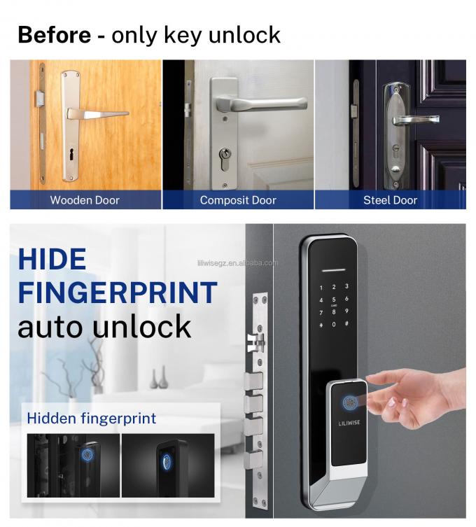 Liliwise Nowy Design Całkowicie Automatyczny Zamek Cyfrowy Elektroniczny Zamek Odcisk&oacute;w Palc&oacute;w Tuya APP TTlock Smart Door Lock 12