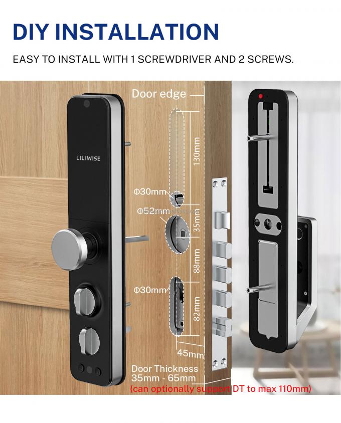 Liliwise Security Digital Doorbell Tuya Wifi Smart Fingerprint Lock Rozpoznawanie twarzy Kamera Zamknięcie drzwi Kontrola dostępu 16