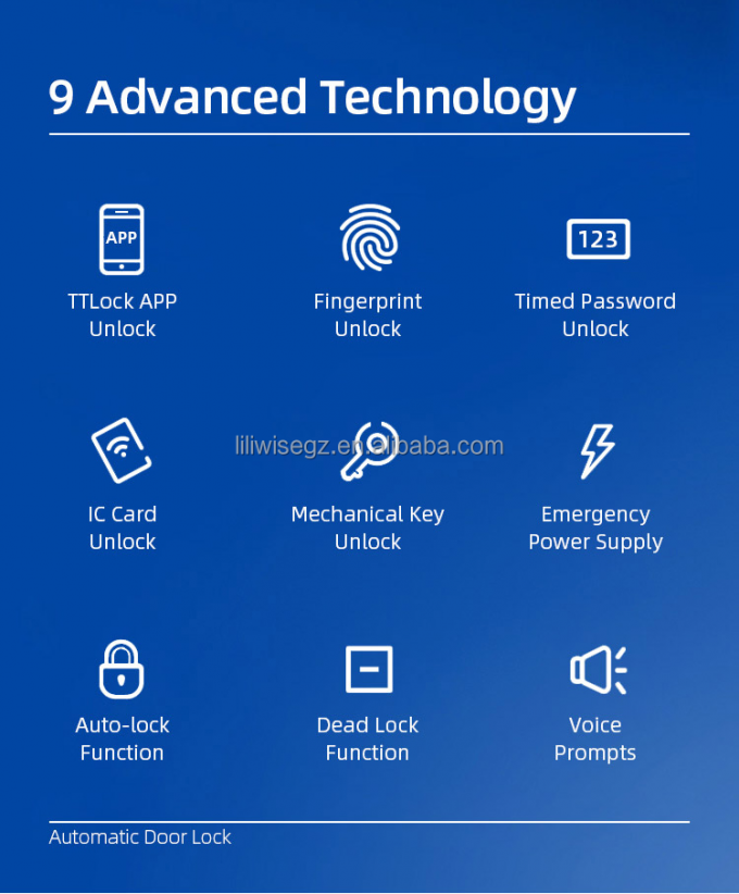 Liliwise Waterproof Alexa Aluminium Steel Ip66 Smart Door Lock Fingerprint Cerradura Electronica Ttlock Smart Locks With Wifi 4