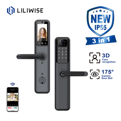Wodoodporna kamera Smart Lock Odcisk palca z ekranem Rozpoznawanie twarzy 3D Dzwonek do drzwi wideo